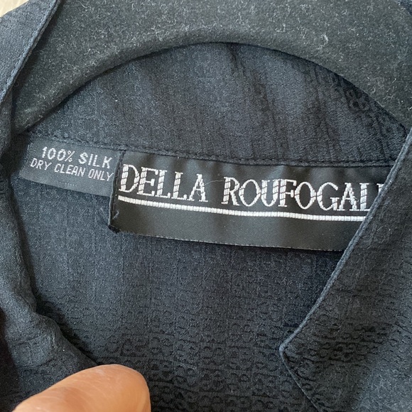 100%silk women’s long sleeve button down beaded black  size 8 - Picture 7 of 17